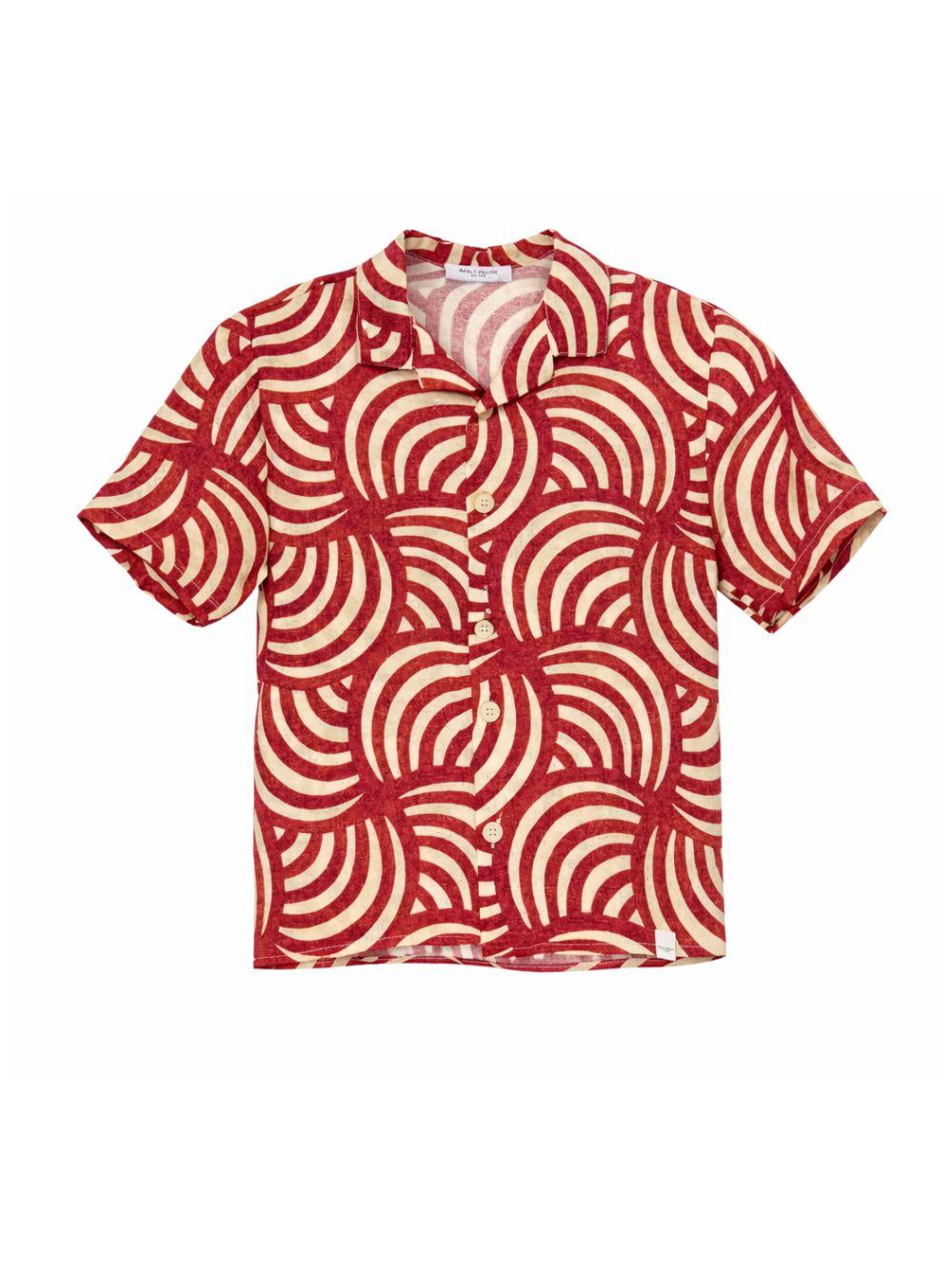 Camicia per bambino Paolo Pecora Kids rosso con stampa grafica all-over PP4292 CHERRY PAOLO PECORA KIDS 
