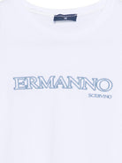 T-shirt per bambina Ermanno Scervino Junior bianca con logo sul davanti Z1G608 7201 9958 ERMANNO SCERVINO KIDS 