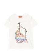 T-shirt per bambina Missoni Kids bianca con stampa grafica MZ8A41 Z3672 102 MISSONI KIDS 