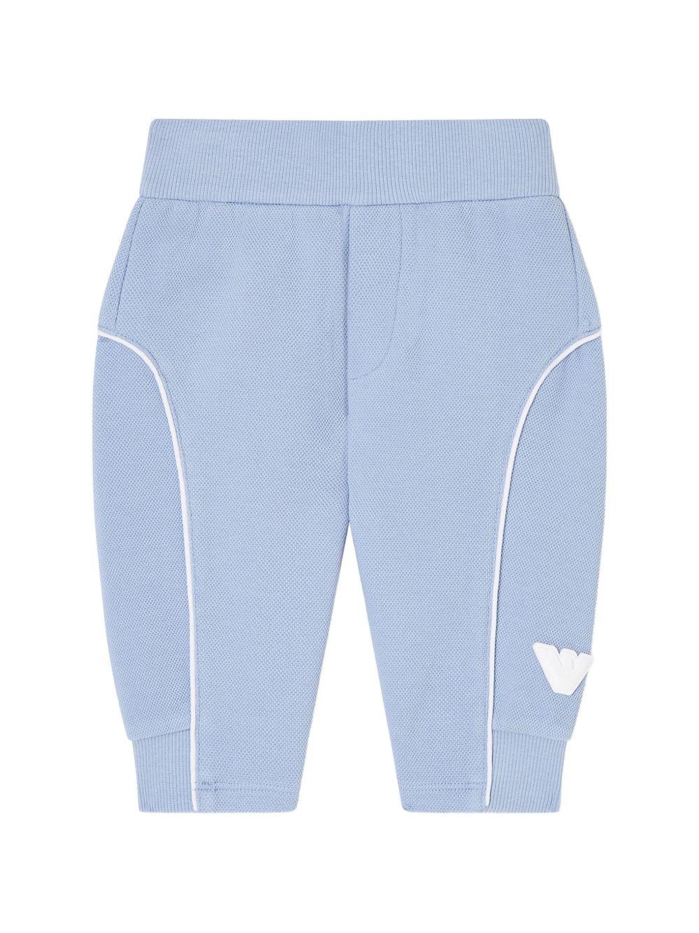 Pantaloni sportivi per neonato Emporio Armani Kids azzurro con logo aquila sul davanti EB001330 AF20638 U9360 EMPORIO ARMANI KIDS 