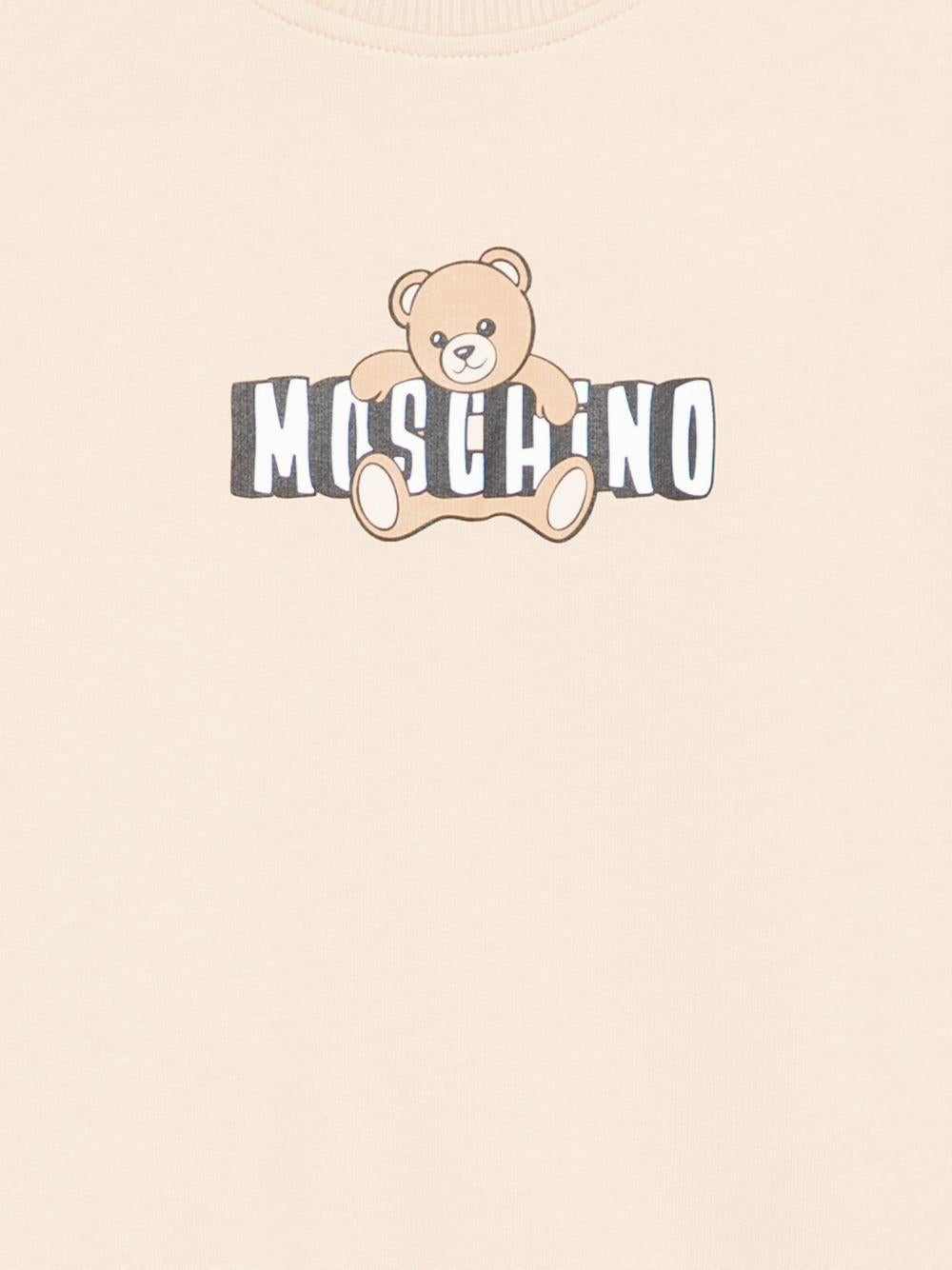 Felpa da bambino Moschino Kids bianco crema con stampa orsetto HUF09ULCA19 20829 MOSCHINO KIDS 