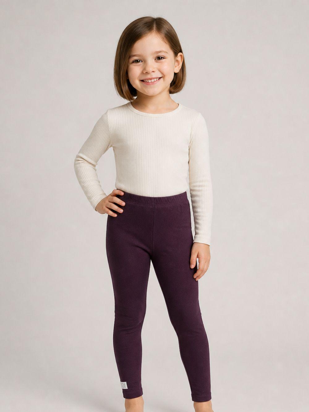 Leggins per bambina Douuod Kids viola con logo applicato sul lato DY6A20 J0331 558 DOUUOD KIDS 