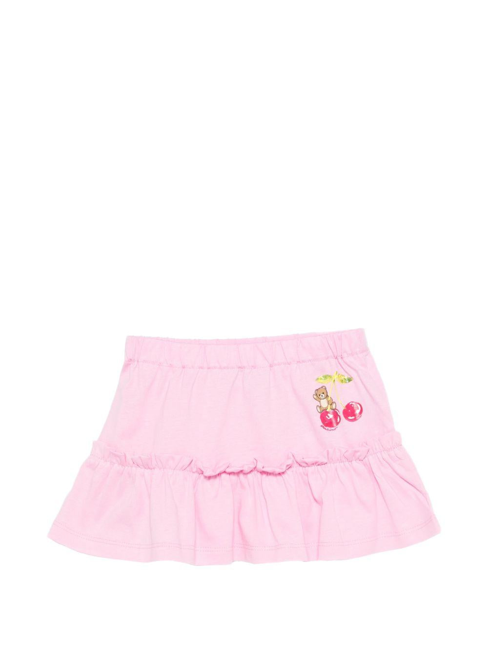 Gonna per neonata Moschino Kids rosa con stampa ciliegie MDJ01OLAA02 51473 MOSCHINO KIDS 