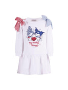 Abito per bambina Monnalisa bianca con stampa grafica sul davanti 19G907 7012 0099 MONNALISA KIDS 