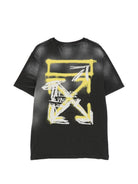 T-shirt per bambino Off-White Kids nera con logo sul davanti 44BAA002S26J00F 010 OFF WHITE KIDS 