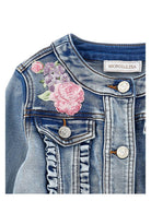 Giacca per bambina Monnalisa in denim con ricamo a fiori 19G102 7015 055B MONNALISA KIDS 
