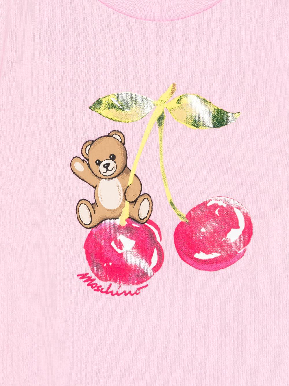 T-shirt per neonati Moschino Kids rosa con stampa Teddy Bear MDM03TLAA02 51473 MOSCHINO KIDS 