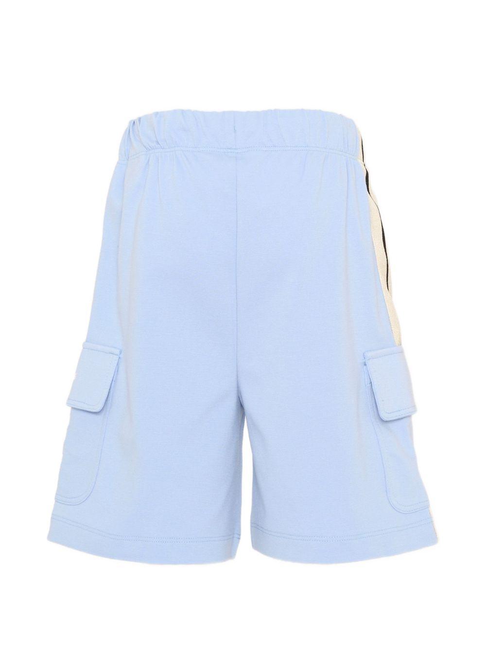 Shorts per bambino Palm Angels Kids azzurri con chiusura a coulisse PBCL004S26FLE001 960 PALM ANGELS KIDS 