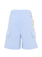 Shorts per bambino Palm Angels Kids azzurri con chiusura a coulisse PBCL004S26FLE001 960 PALM ANGELS KIDS 