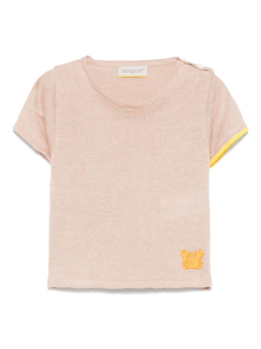 T-shirt per neonata Gensami kids marrone chiaro in maglia GIR01-B-SOFT GOLD BEIGE GENSAMI KIDS 
