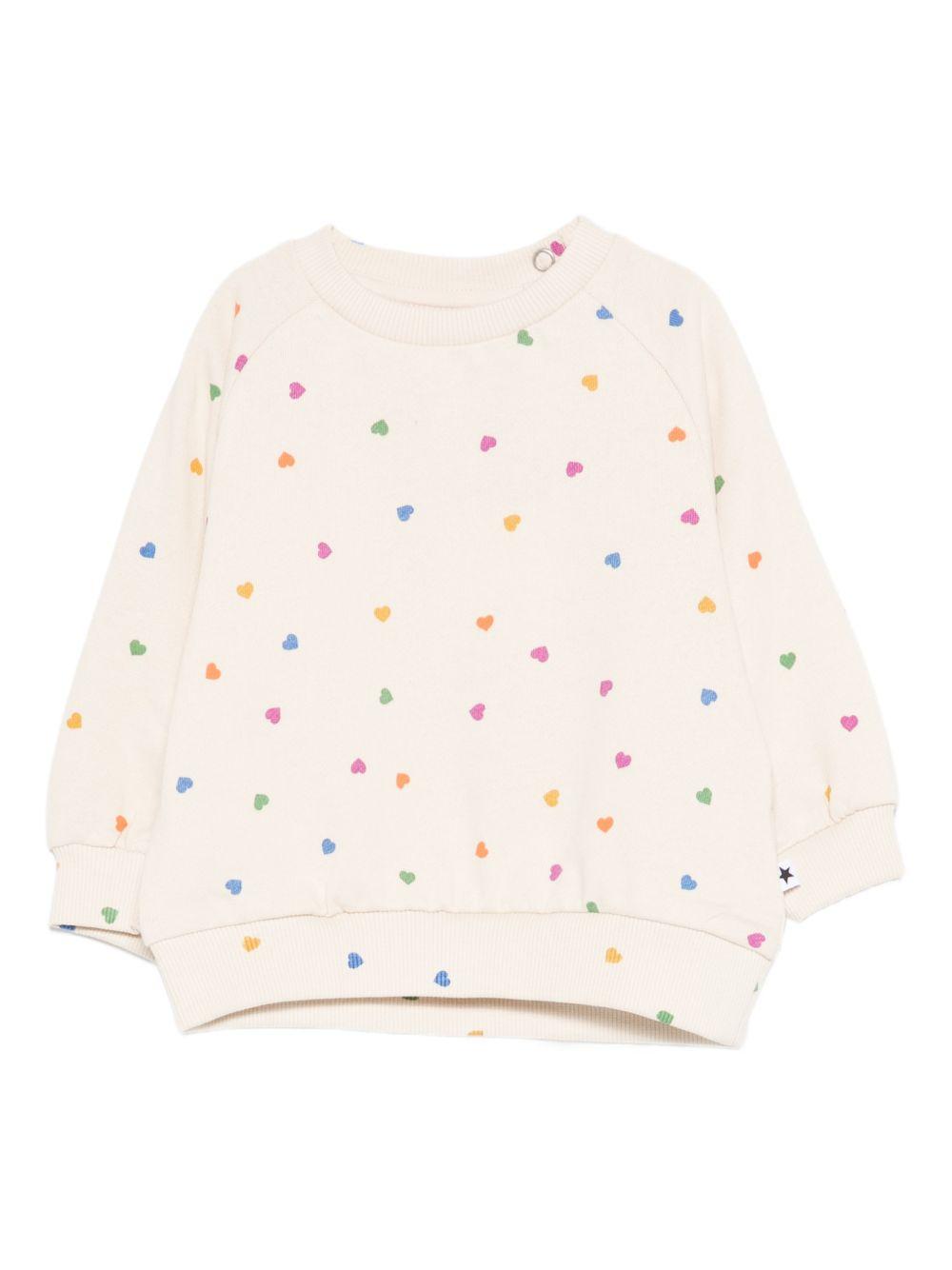 Felpa per neonata Molo bianca con stampa cuoricini all-over 6S26J203 9537 MOLO KIDS 