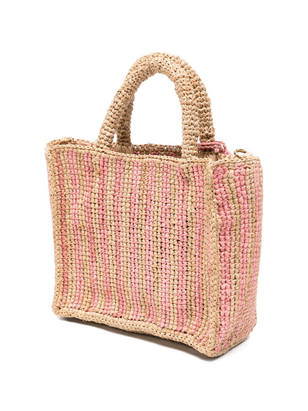 Borsa Vanity Mini MC2 Saint Barth beige e rosa con motivo a righe VAMI004 02522L MC2 ST. BARTH KIDS 