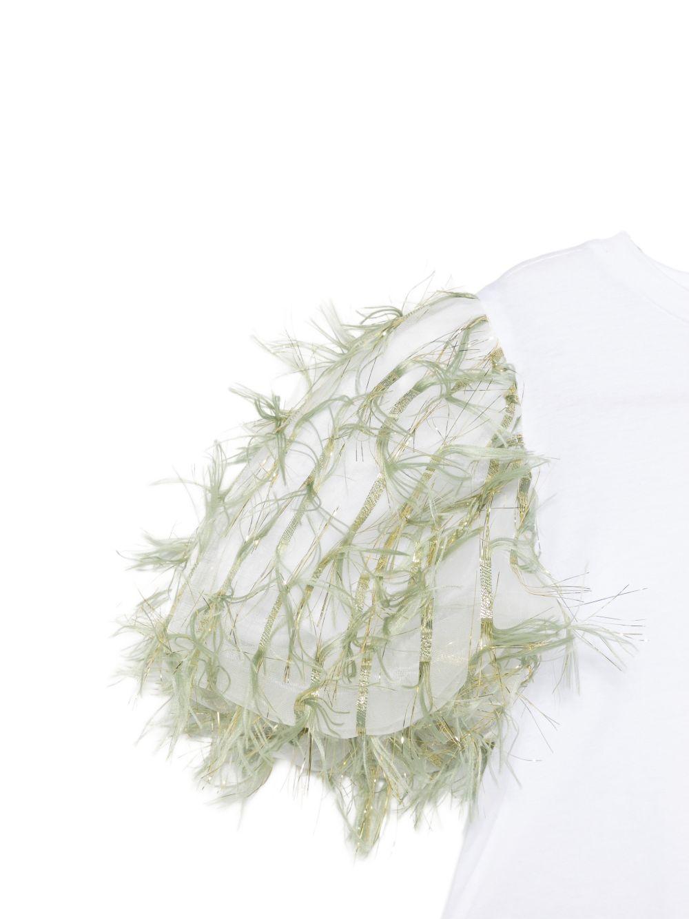 T-shirt per bambina Alapage bianca con maniche a sbuffo a contrasto AL90 OLIVA A'LAPAGE KIDS 