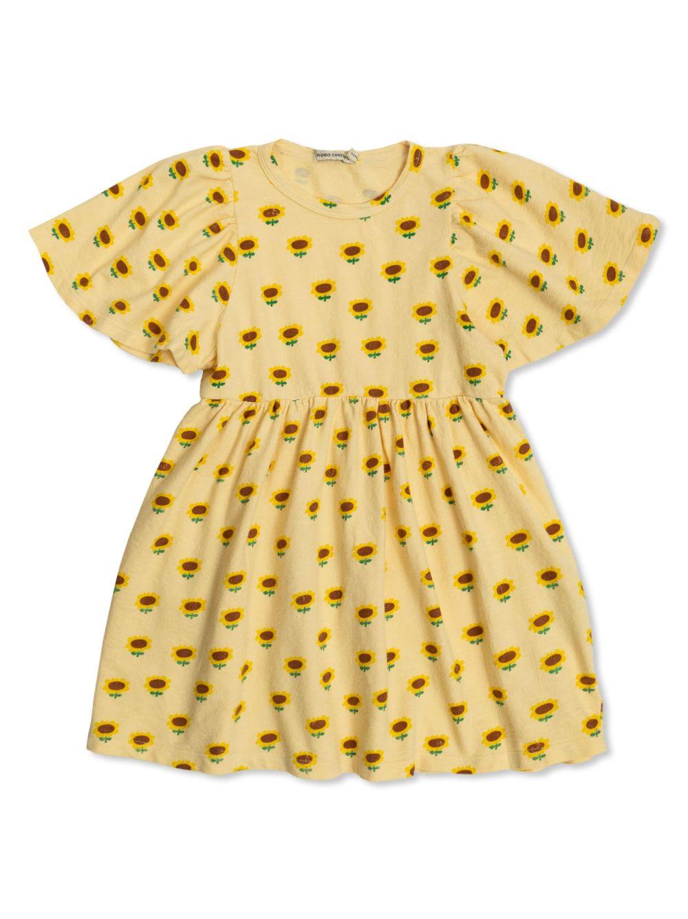 Abito per bambina Bobo Choses Sunflower giallo con stampa girasole B125AC090 199 BOBO CHOSES 
