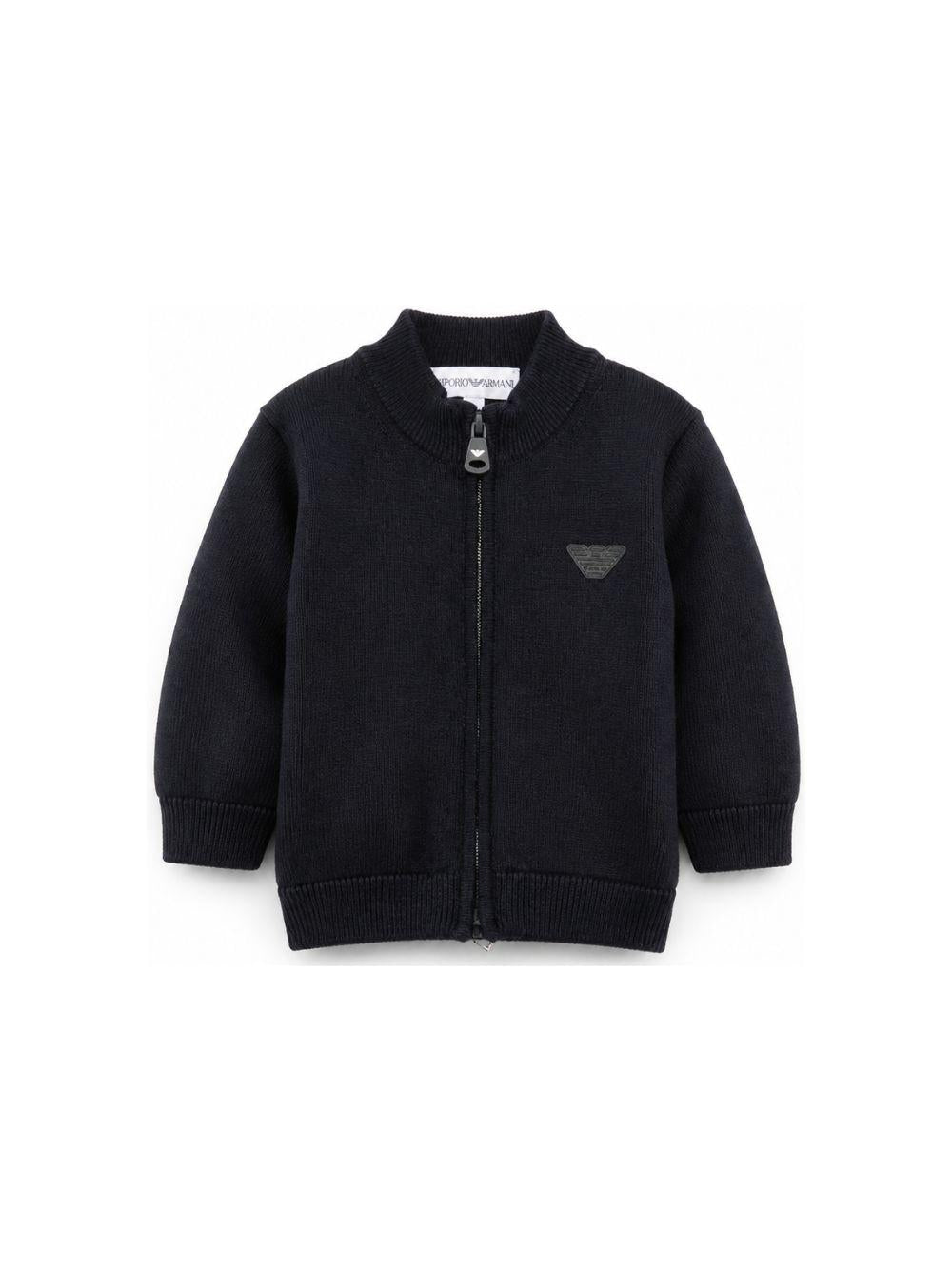 Cardigan per neonato Emporio Armani Kids bli navy con logo applicato sul petto EB000447 AF28773 UB118 EMPORIO ARMANI KIDS 