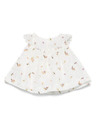 Abito per neonata La Stupenderia bianco con ricamo floreale e maniche ad aletta TBCT52 I06 LA STUPENDERIA KIDS 