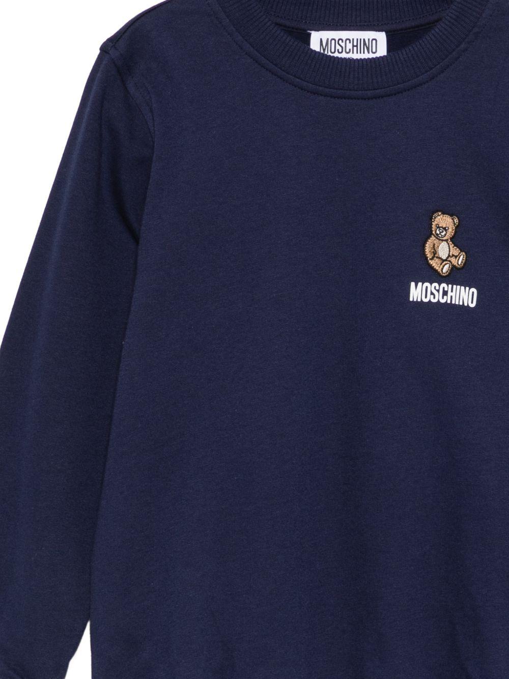 Felpa per bambini Moschino Kids blu con ricamo Teddy bear HUF0A9LCA40 40016 MOSCHINO KIDS 