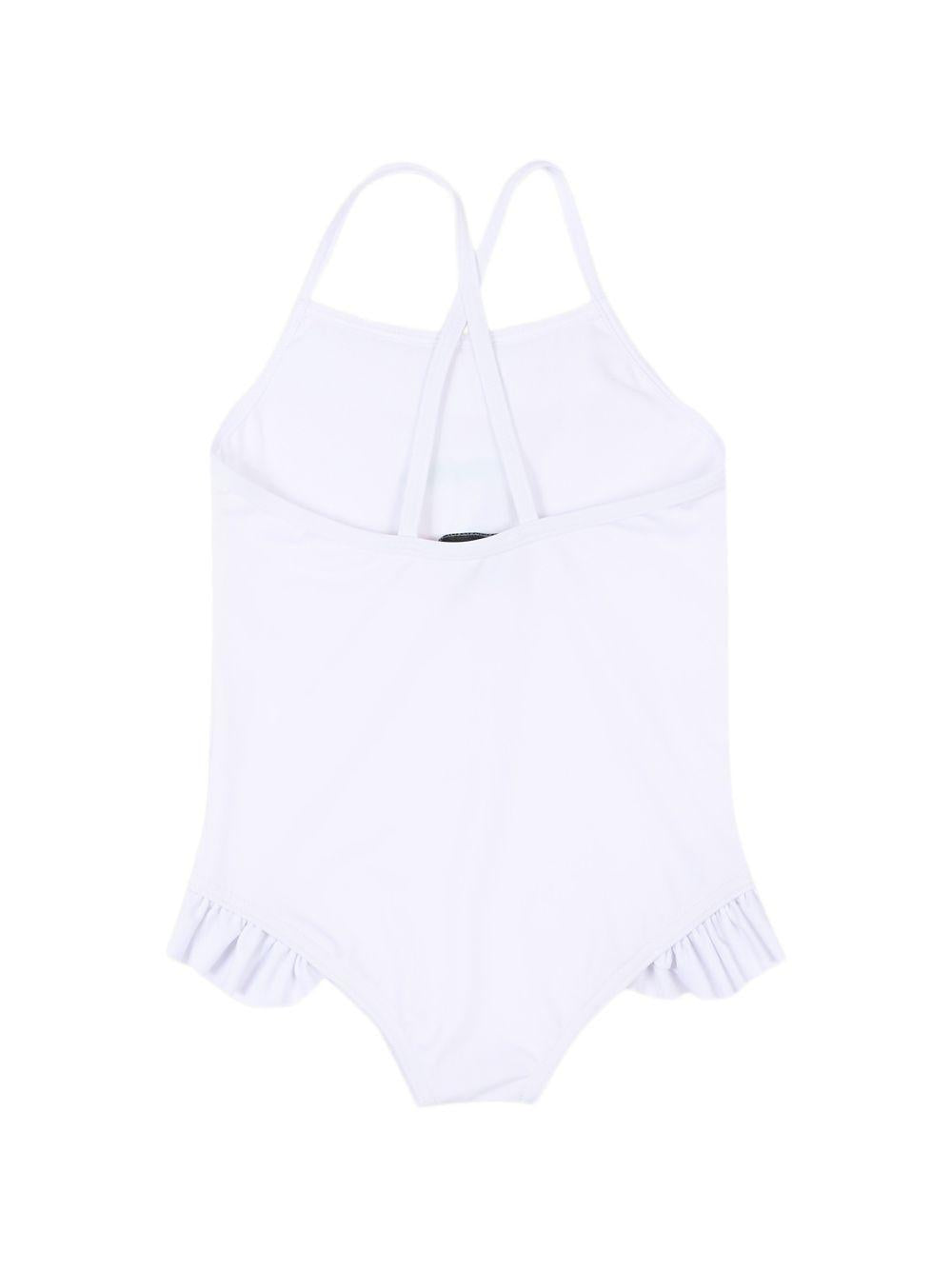 Costume intero per neonata Moschino Kids bianco con ruches MBL00GLKA11 10101 MOSCHINO KIDS 