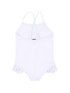 Costume intero per neonata Moschino Kids bianco con ruches MBL00GLKA11 10101 MOSCHINO KIDS 
