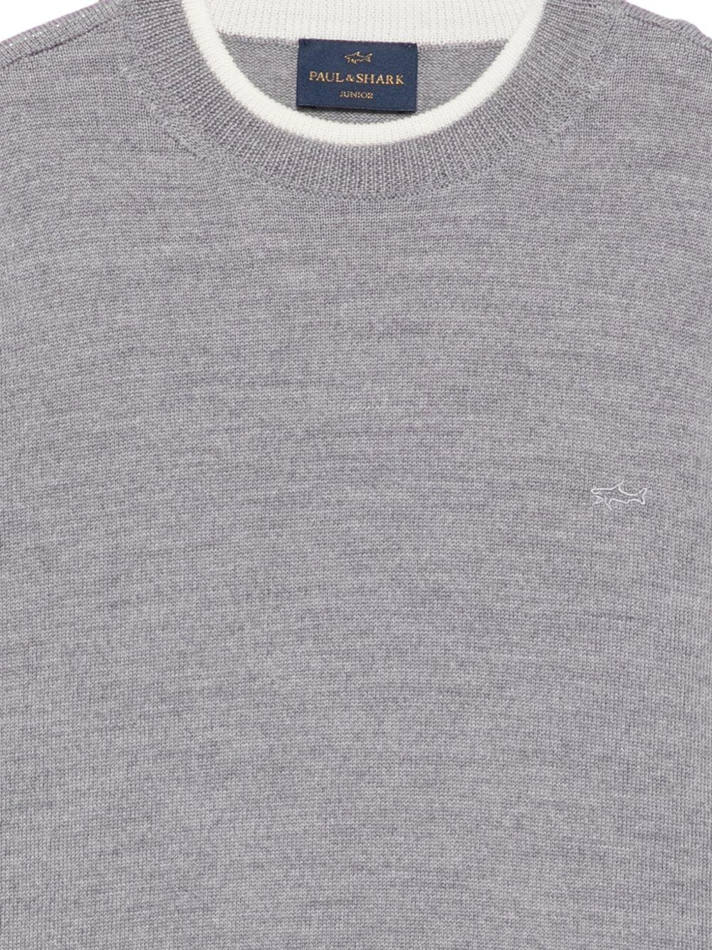 Maglione per bambino Paul & Shark Kids grigio con bordi a contrasto WUW005LHE88 60901 PAUL & SHARK KIDS 