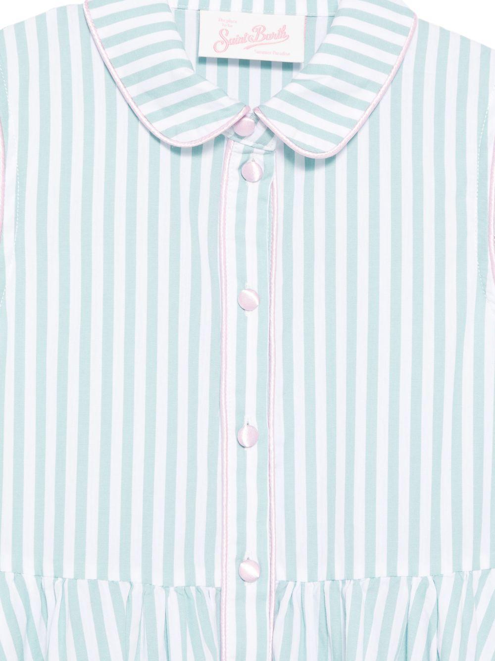 Abito per bambina MC2 Saint Barth Kids bianco e verde con motivo a righe EML0001 01698L MC2 ST. BARTH KIDS 