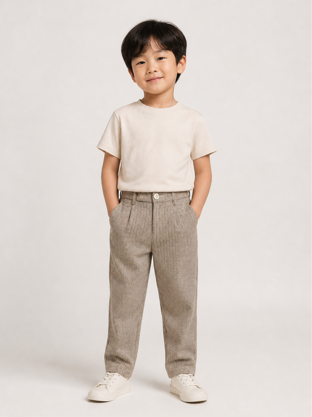 Pantaloni per bambino Eleventy Kids beige con fantasie pied-de-poule EZ6H20 I0345 115NE ELEVENTY KIDS 