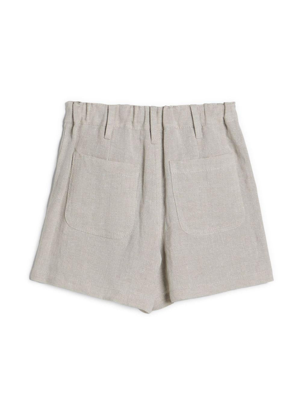 Shorts in tela per bambina Brunello Cucinelli Kids grigio con glitter BH547S285 C169 BRUNELLO CUCINELLI KIDS 