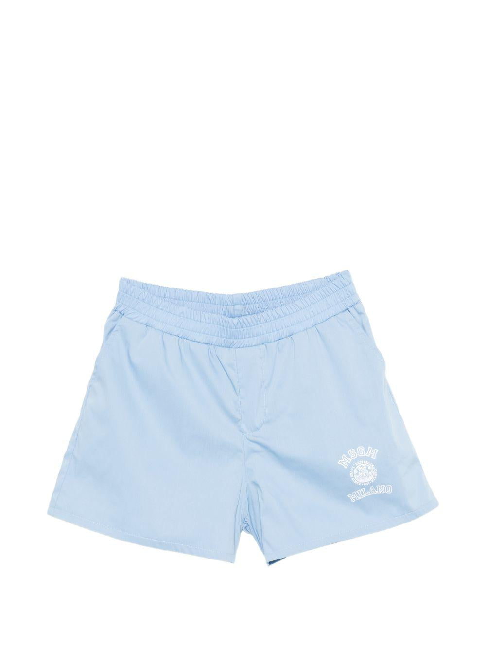 Shorts per bambina MSGM Kids azzurri con logo sul davanti S6MSJGSH022 050 MSGM KIDS 