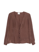 Camicia per donna Alysi marrone con scollo a V 116820 P6003 MOSTO ALYSI 