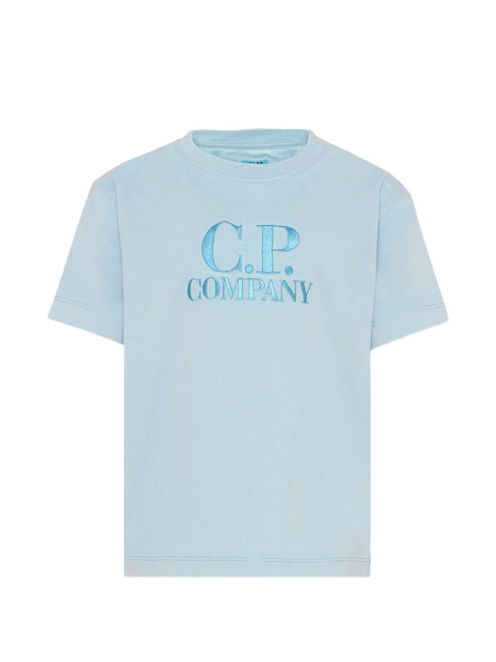 T-shirt per bambino C.P. Company Kids azzurra con logo sul davanti CNM00QLAA17 41372 C.P.COMPANY KIDS 