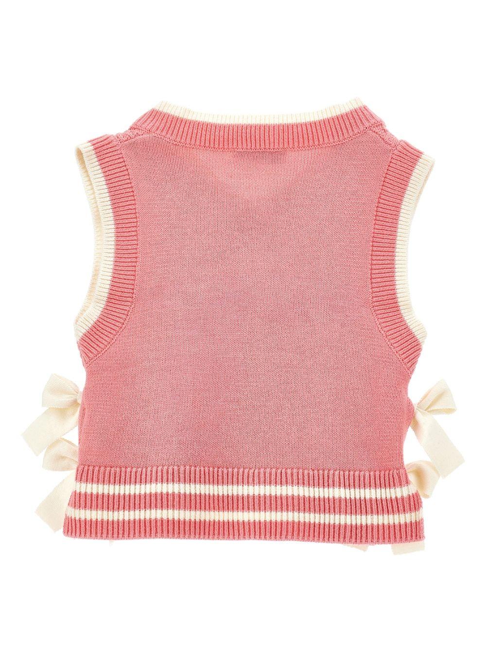 Gilet per bambina Philosophy di Lorenzo Serafini Kids rosa con maglia intrecciata I9G306 7034 0093 PHILOSOPHY 