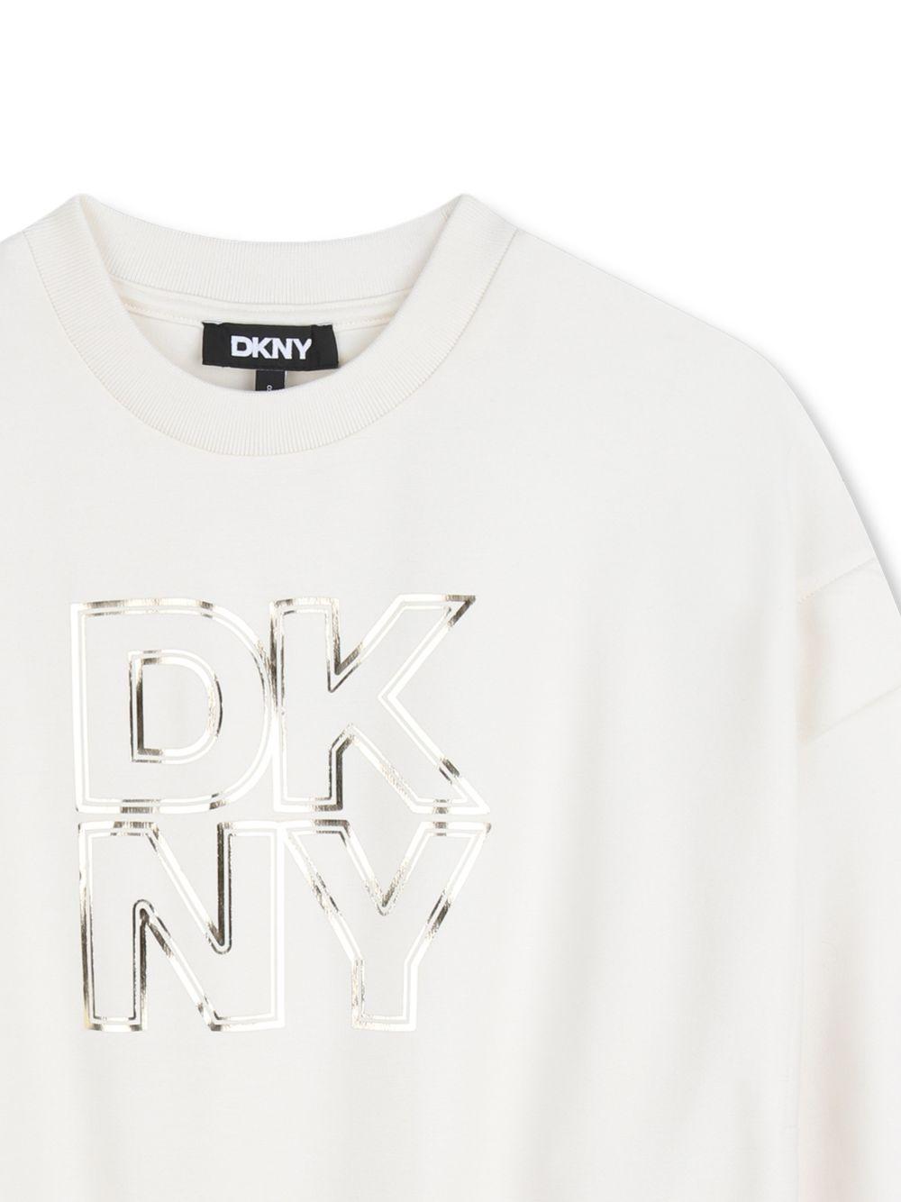 Felpa per bambina Dkny Kids bianca con stampa logo sul davanti D62615 519 DKNY KIDS 