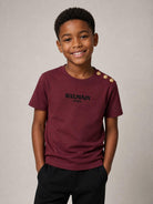 T-shirt per bambini Balmain Kids bordeaux con bottoni sulla spalla BZ8I81 Z3672 530OR BALMAIN KIDS 