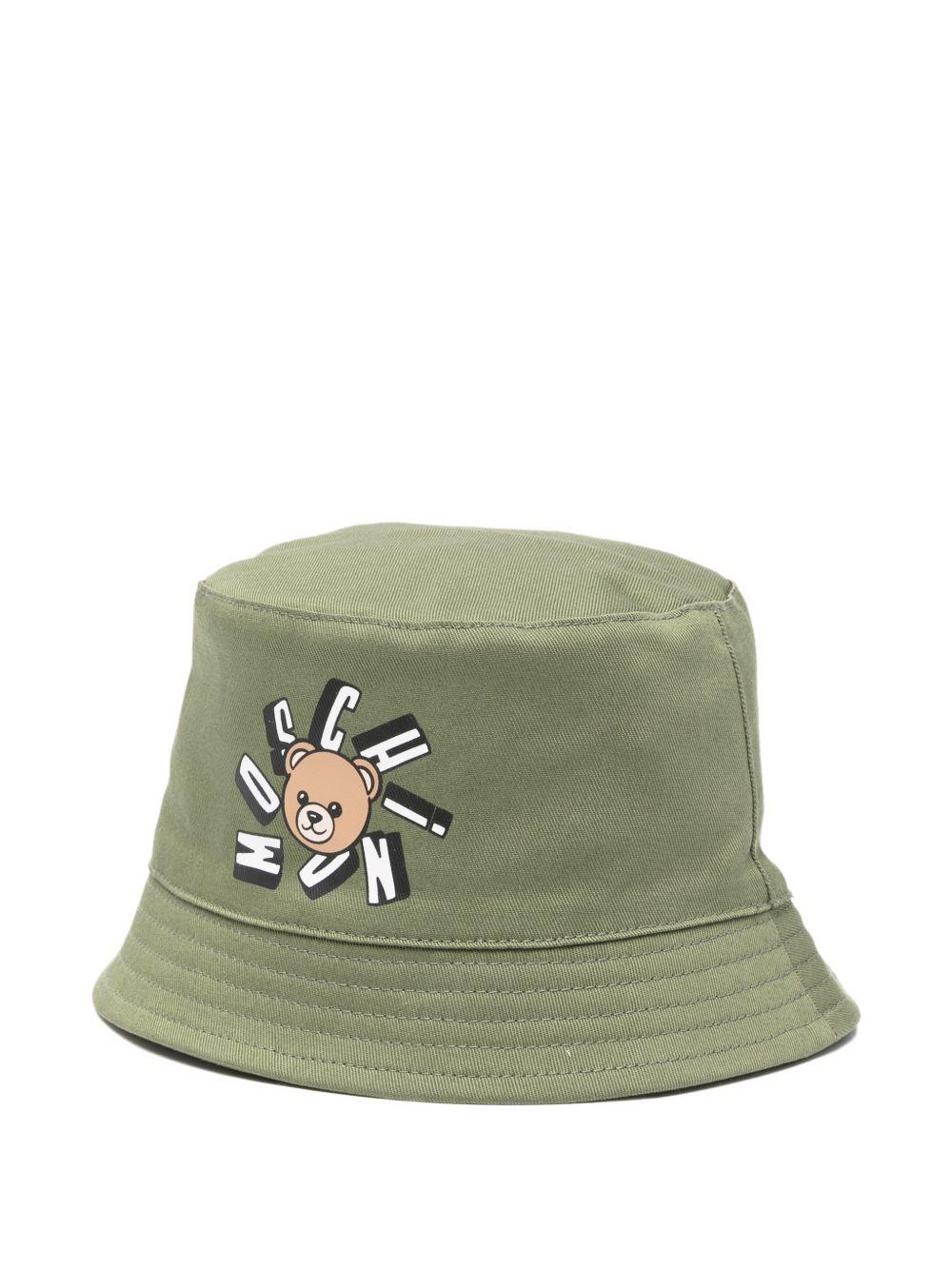 Cappello per neonato Moschino Kids verde con stampa Teddy Bear MNX057LPA01 30037 MOSCHINO KIDS 