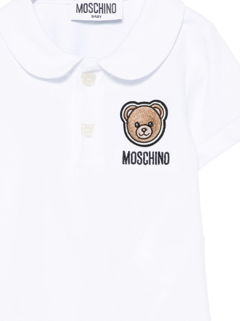 T-shirt per neonati Moschino Kids bianca con colletto alla Peter Pan MDM03ULFA07 10101 MOSCHINO KIDS 