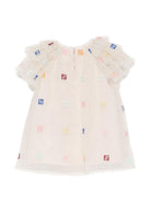 Abito per neonata Fendi Kids bianco con motivo monogramma FF BFB601 AEXX F1P2N FENDI KIDS 