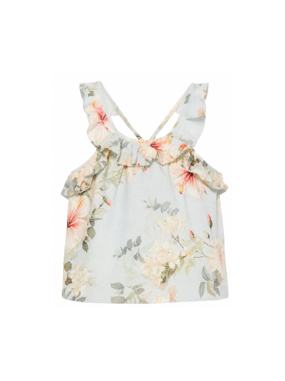 Top per bambina Zimmermann Kids azzurra con stampa floreale all-over 7284TS S263 ZIMMERMANN KIDS 