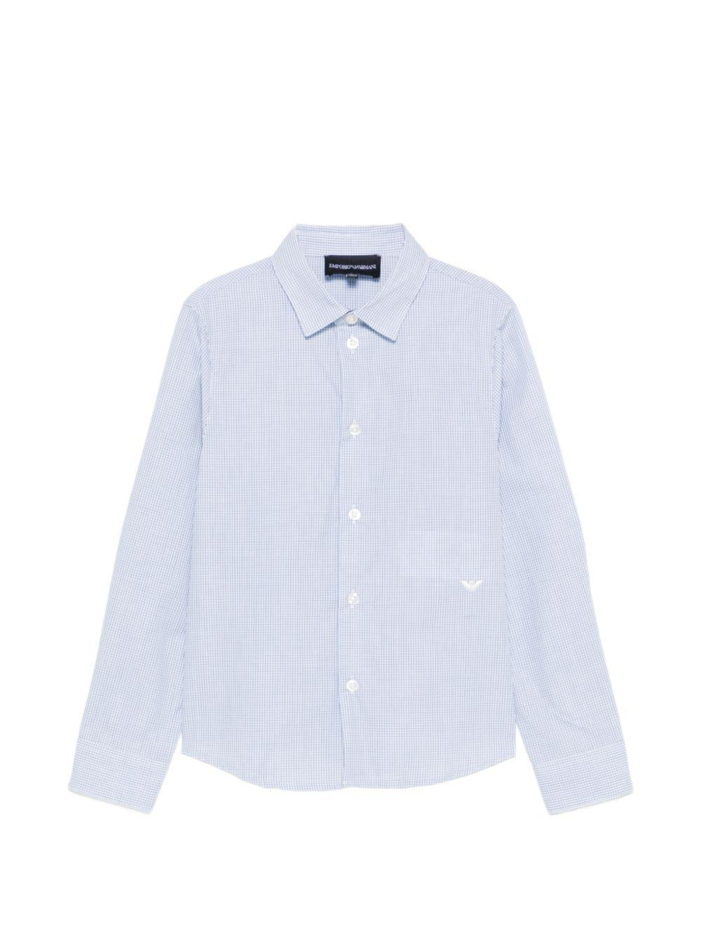 Camicia per bambino Emporio Armani Kids azzurra con logo ricamato sul davanti EB001314 AF20973 F9026 EMPORIO ARMANI KIDS 