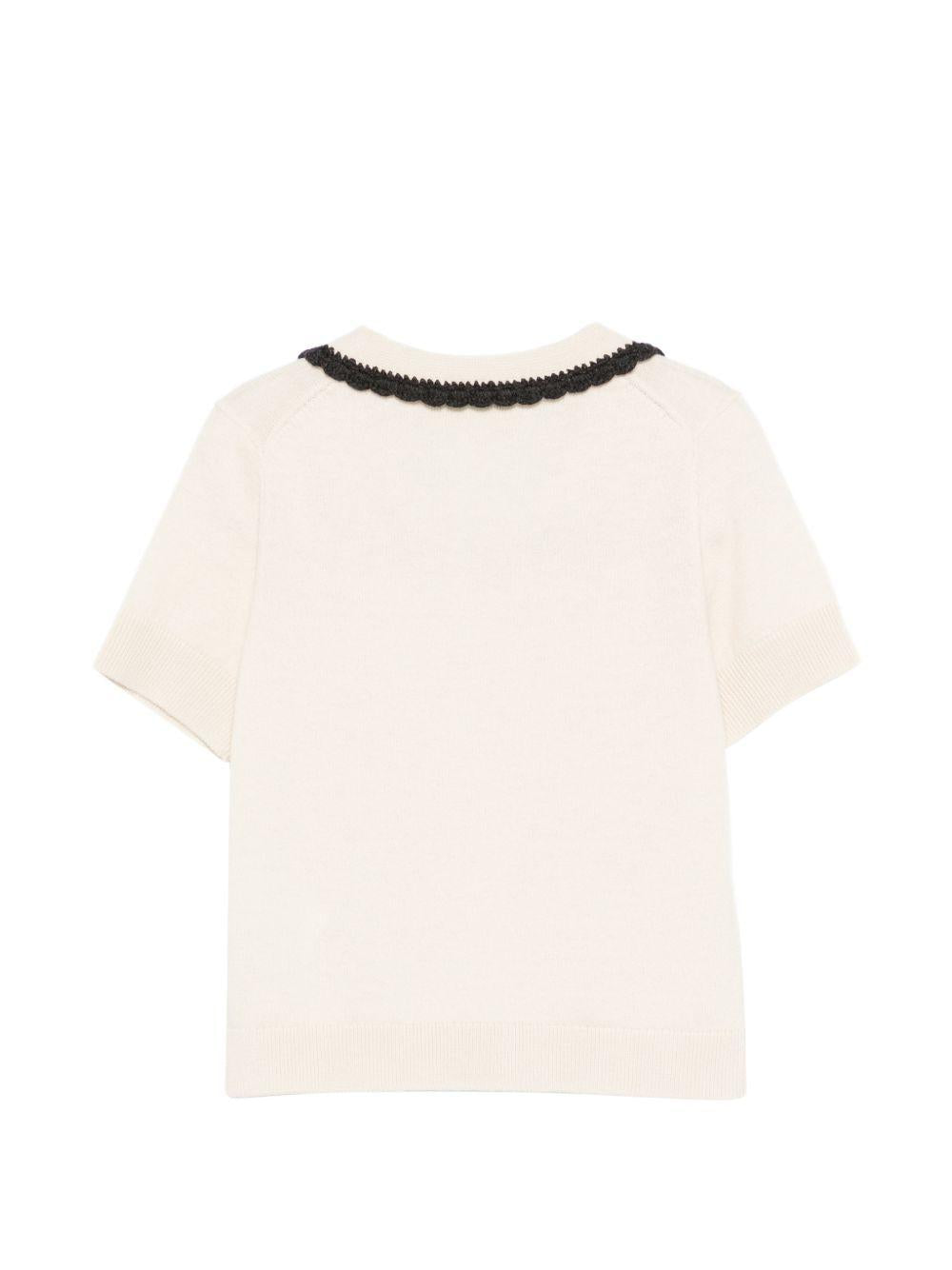 T-shirt per bambina Bonpoint beige con ricamo ciliegie S06GJUK00006 103 BONPOINT KIDS 