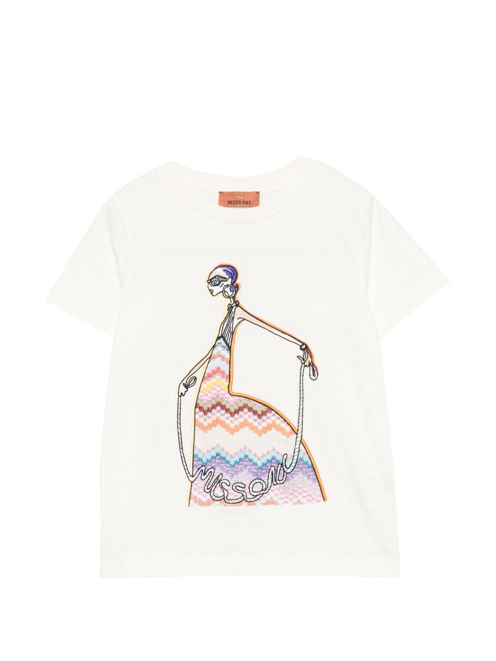 T-shirt per bambina Missoni Kids bianca con stampa grafica MZ8A41 Z3672 102 MISSONI KIDS 