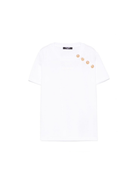 T-shirt con stampa logo per bambina Balmain Kids bianco con bottoni goffrati color oro BW8P71 Z1751 100OR BALMAIN KIDS 
