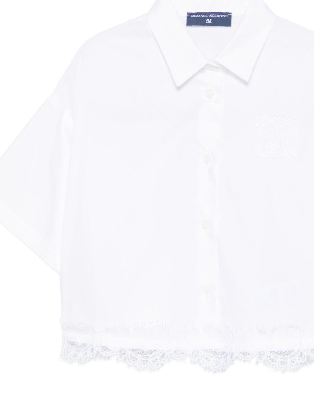 Camicia per bambina Ermanno Scervino Junior bianca con orlo svasato Z1G309 7116 0099 ERMANNO SCERVINO JUNIOR 