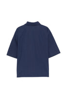 Camicia per bambino Moschino Kids blu con colletto classico HUC01WLLA10 40016 MOSCHINO KIDS 