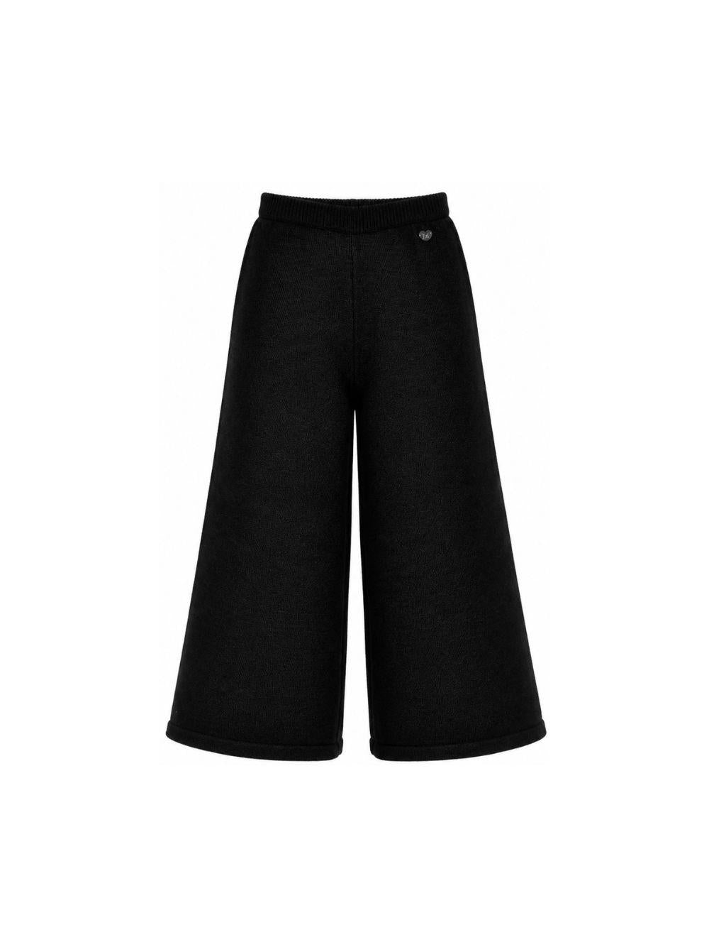 Pantaloni per bambina Monnalisa Kids neri con design lavorato a maglia 17H409 8060 0050 MONNALISA KIDS 