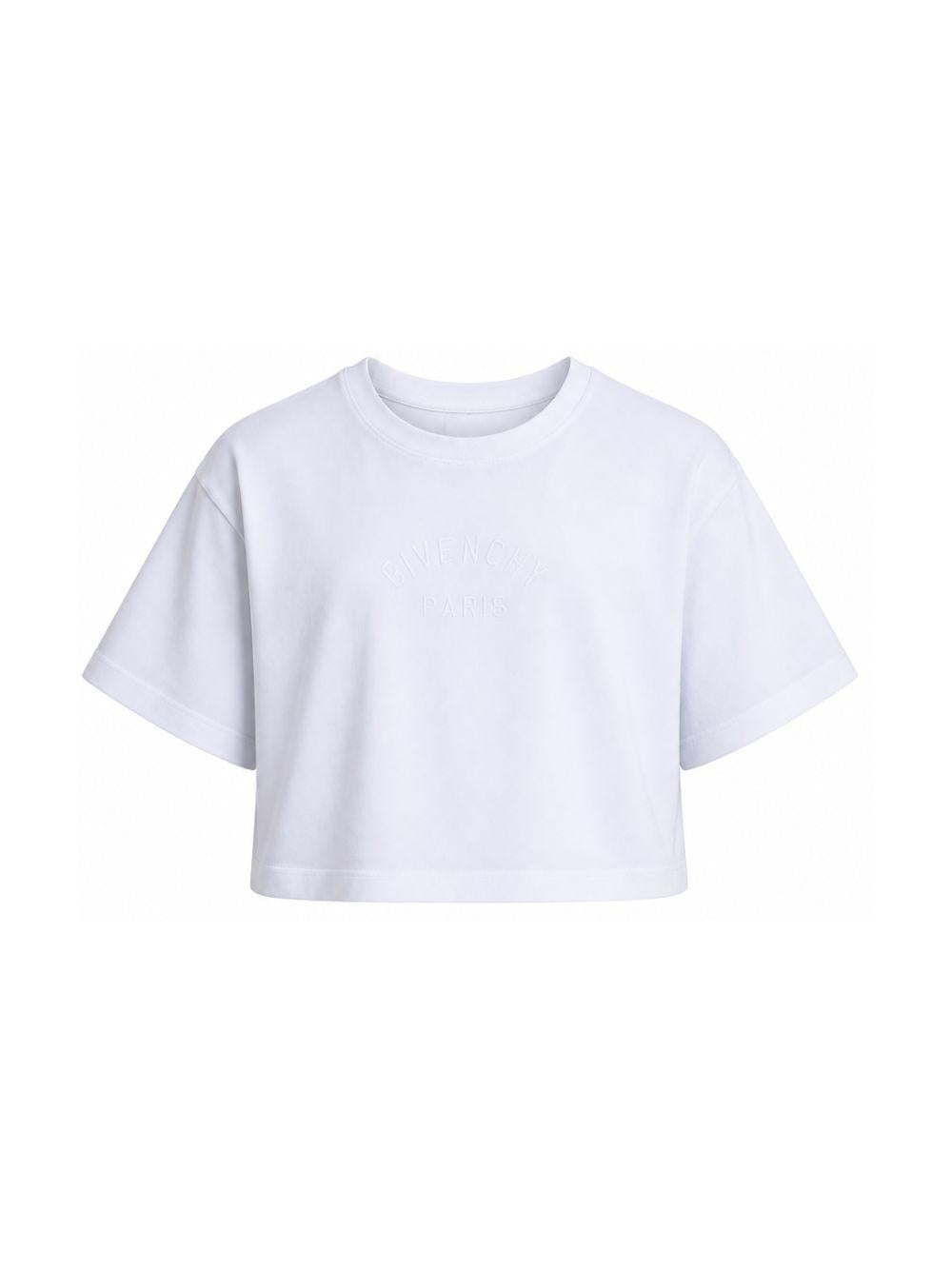 T-shirt per bambina Givenchy Kids bianca con taglio crop H31559 10P GIVENCHY KIDS 