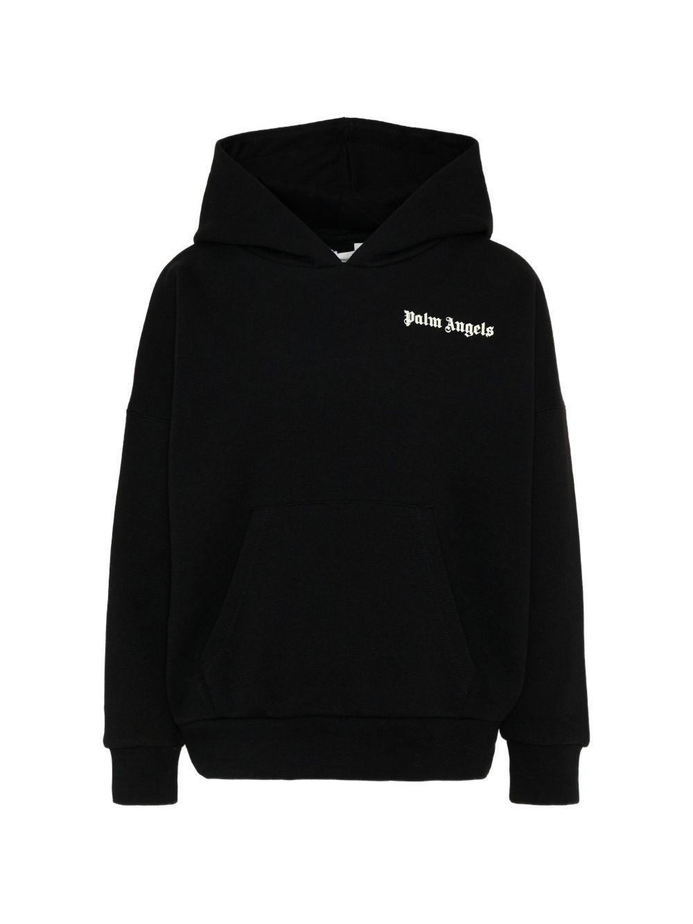 Felpa per bambino Palm Angels Kids nera con logo sul davanti PBBB011S26FLE001 110 PALM ANGELS KIDS 