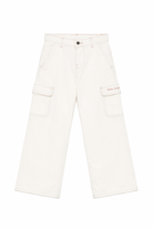 Jeans cargo per bambina Palm Angels Kids bianco con dettaglio logo PGCA026S26FAB001 002 PALM ANGELS KIDS 