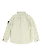 Camicia per bambino Stone Island Junior beige in lino con applicazione Compass K1S161100002S0145 V006A STONE ISLAND KIDS 
