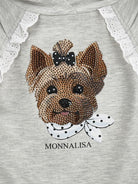Felpa per bambina Monnalisa grigia con stampa cagnolina 19G612 7031 0032 MONNALISA KIDS 