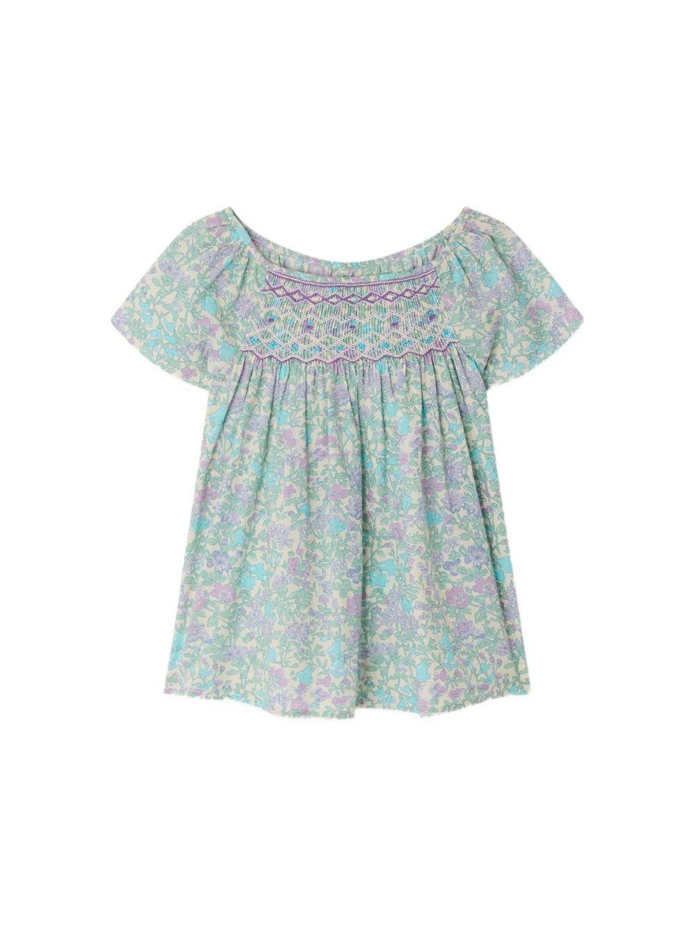 Blusa per bambina Bonpoint azzurro con motivo a fiori C06GBLW00005 556 BONPOINT KIDS 